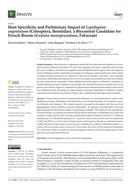 Host Specificity and Preliminary Impact of Lepidapion Argentatum