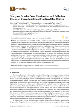 Study on Powder Coke Combustion and Pollution Emission Characteristics of Fluidized Bed Boilers