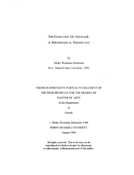 The Evolution of French R : a Phonological Perspective