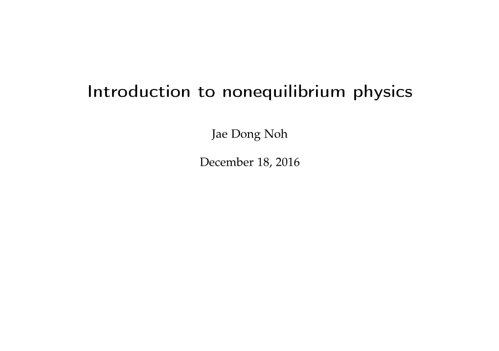 Introduction to Nonequilibrium Physics