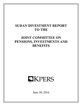 Sudan Divestment Report to the Joint Committee On