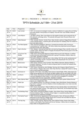 TPTV Schedule Jul 15Th– 21St 2019