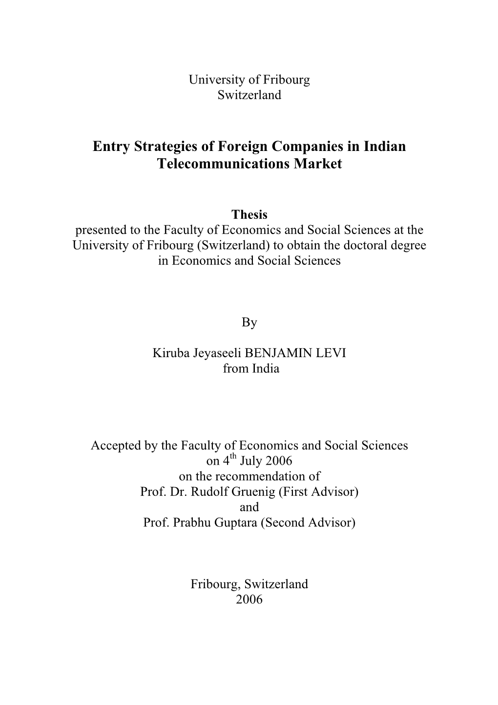 Entry Strategies of Foreign Companies in Indian Telecommunications Market