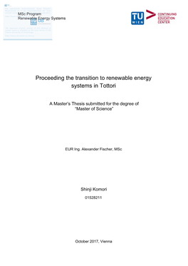 Proceeding the Transition to Renewable Energy Systems in Tottori