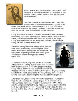 BSB CH3 - 1 in Times of Battle, BIG ROAD Was War Chief to the Oglala Lakota