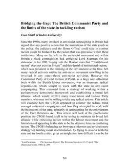 The British Communist Party and the Limits of the State in Tackling Racism