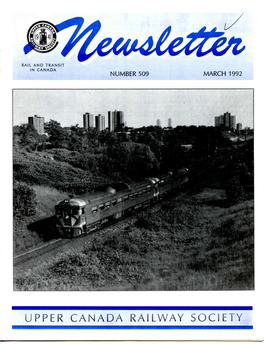 UPPER CANADA RAILWAY SOCIETY 2 * UCRS Newsletter • March 1992