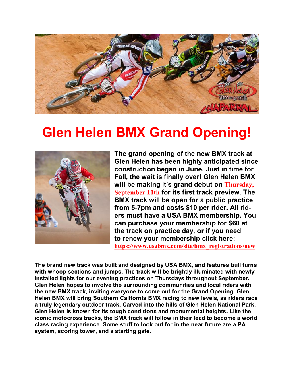 Glen Helen BMX Grand Opening!