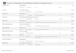 Vinylton Schallplatten Rock/Metal/Underground (Gebraucht) Artikel Interpret Album/Modell Preis Vinyl Cover Jahr Prod-Nr Info WUG