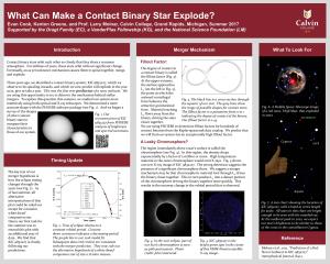 What Can Make a Contact Binary Star Explode? Evan Cook, Kenton Greene, and Prof