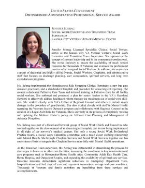 Jennifer Schrag Social Work Executive and Transition Team Supervisor Kansas City Veteran Affairs Medical Center