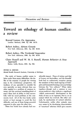 Toward an Ethology of Human Conflict: a Review