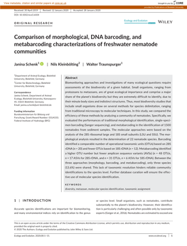 Comparison of Morphological, DNA Barcoding, and Metabarcoding Characterizations of Freshwater Nematode Communities