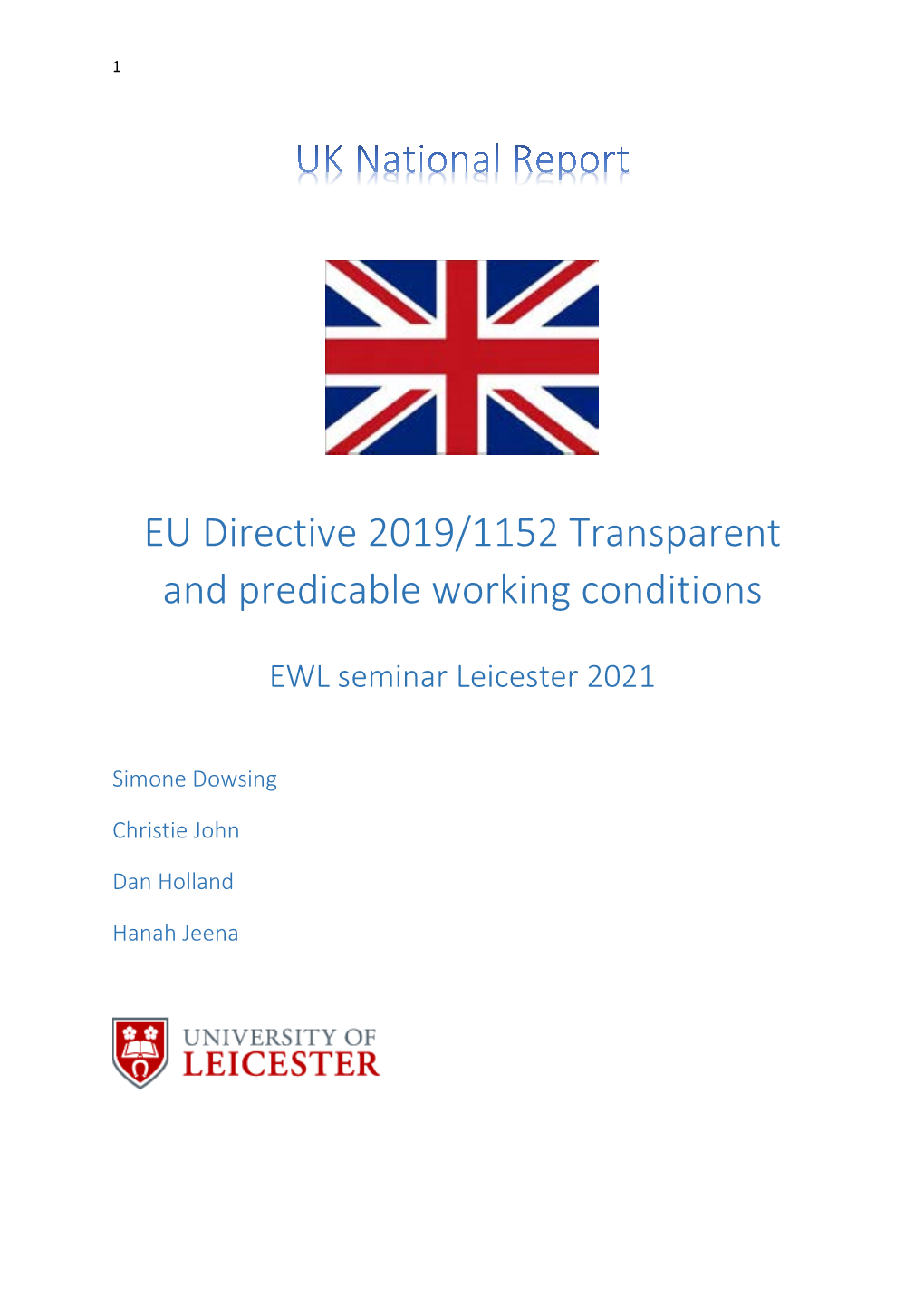 Report on the Issues Raised by the EU Directive