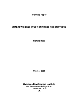 Zimbabwe Case Study on Trade Negotiations