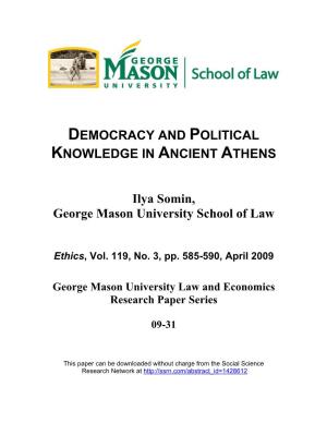 Democracy and Political Knowledge in Ancient Athens