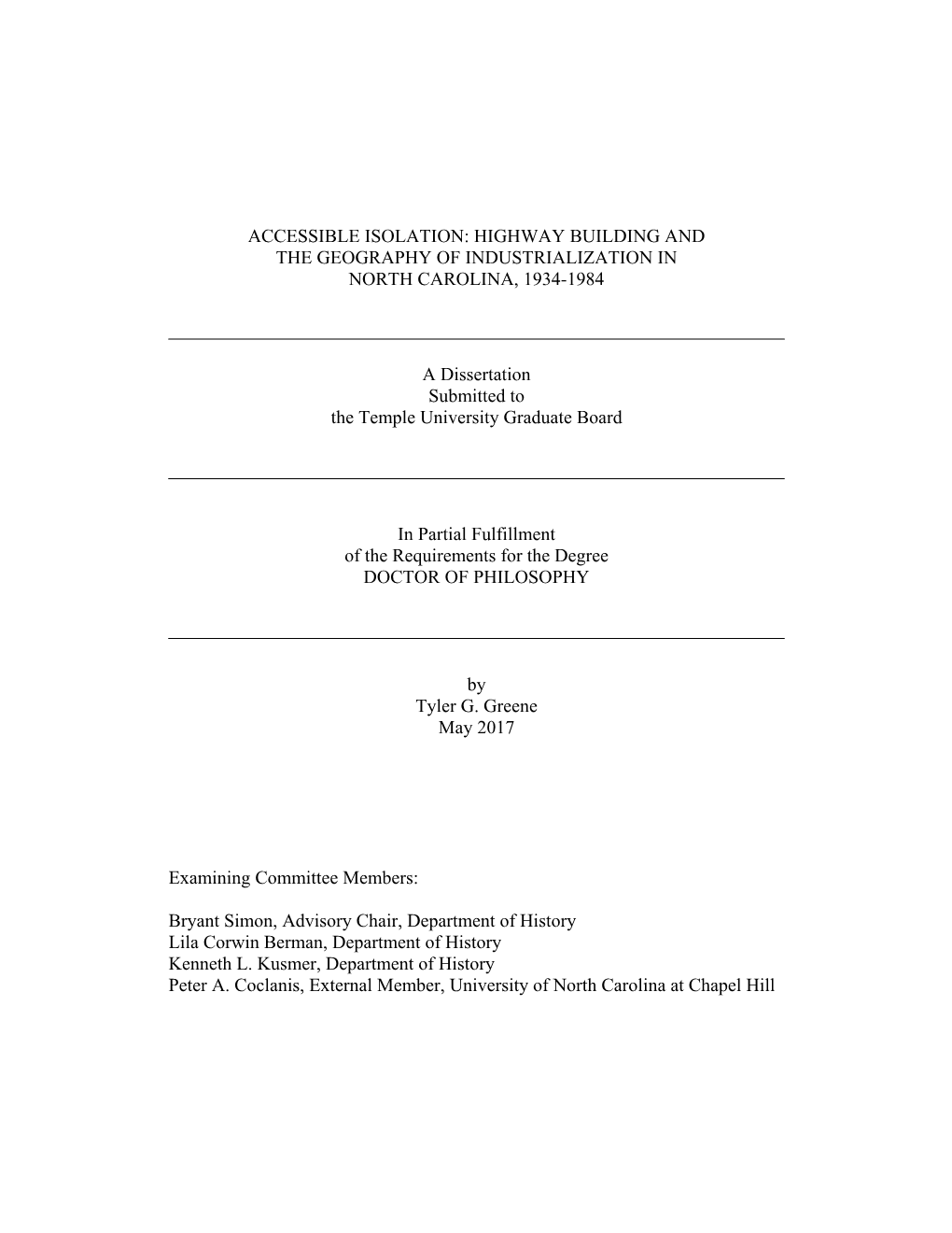 Highway Building and the Geography of Industrialization in North Carolina, 1934-1984