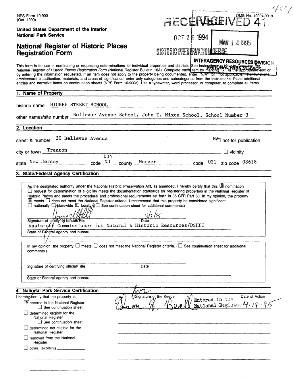 Pn United States Department of the Interior National Park Service National Register of Historic Places Registration Form