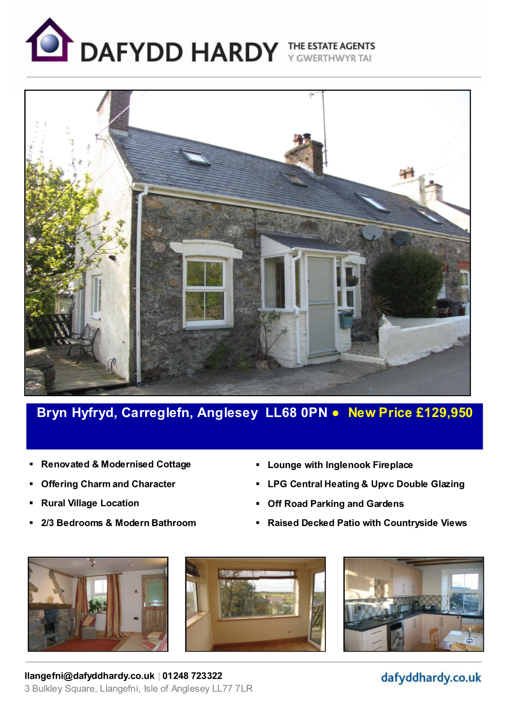 Bryn Hyfryd, Carreglefn, Anglesey LL68 0PN New Price £129,950