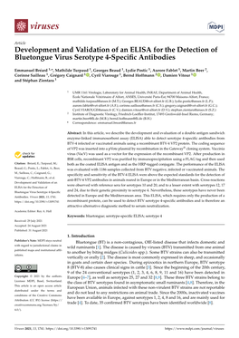 Development and Validation of an ELISA for the Detection of Bluetongue Virus Serotype 4-Speciﬁc Antibodies