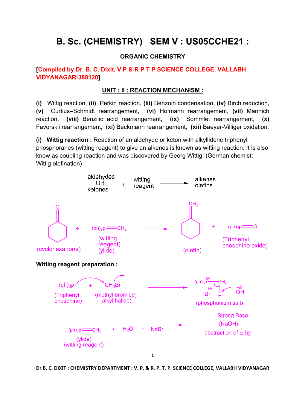 B. Sc. (CHEMISTRY) SEM V : US05CCHE21