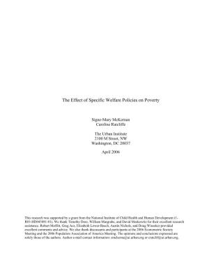 The Effect of Specific Welfare Policies on Poverty