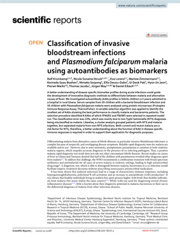 Classification of Invasive Bloodstream Infections and Plasmodium