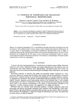 Ct Findings of Hypervascular Malignant Peritoneal Mesothelioma