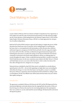 Deal Making in Sudan
