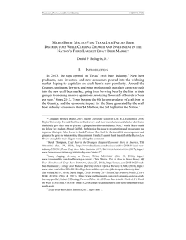 Daniel P. Pellegrin, Jr.* in 2013, the Taps Opened on Texas' Craft Beer
