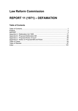 Report 11 (1971) – Defamation