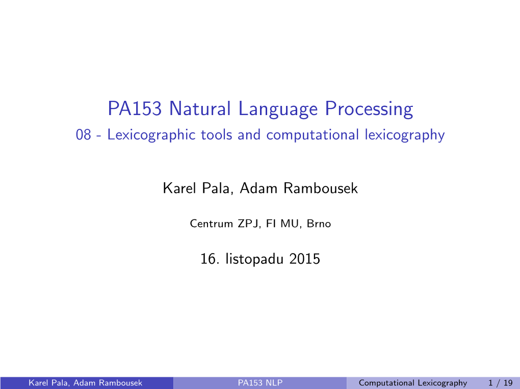 Lexicographic Tools and Computational Lexicography