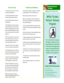 MYCA Cricket Partner Schools Program