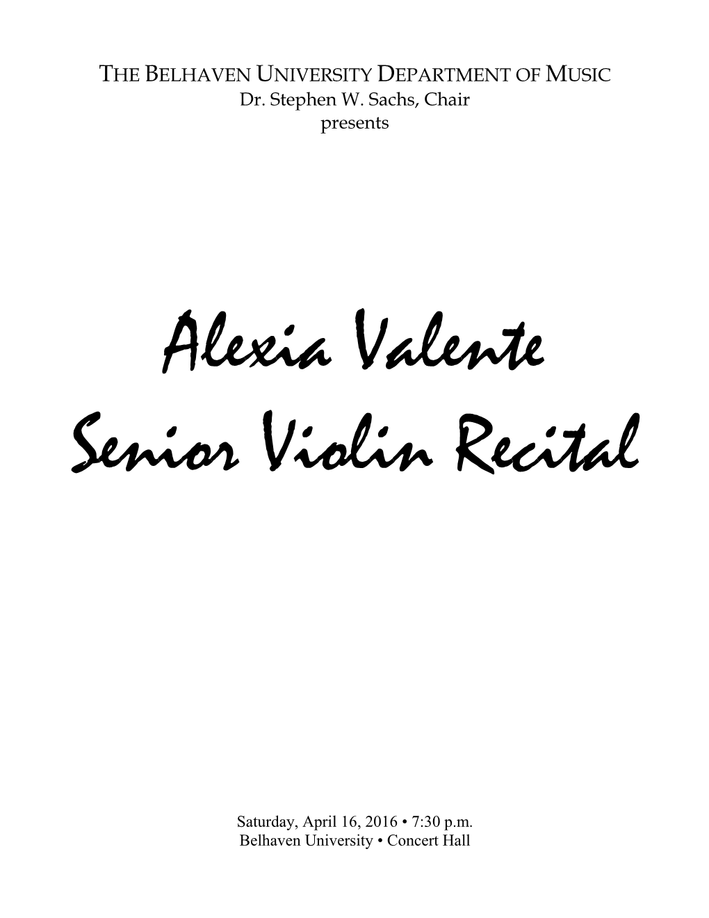 Alexia Valente Senior Violin Recital