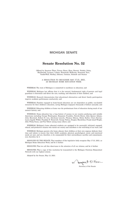 Senate Resolution No. 52