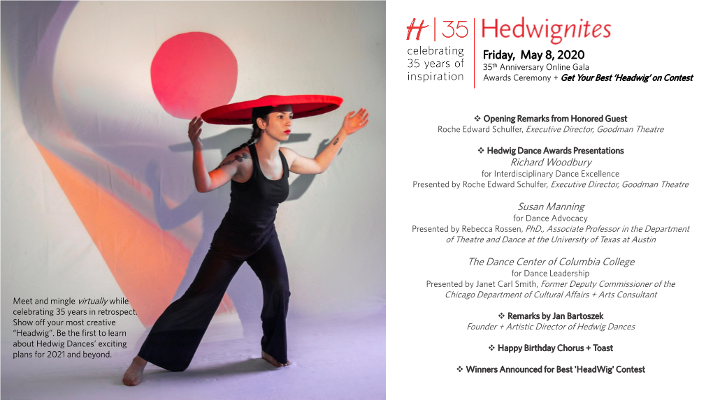 Friday, May 8, 2020 35Th Anniversary Online Gala Awards Ceremony + Get Your Best ‘Headwig’ on Contest