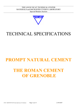 Technical Specifications Prompt Natural Cement The