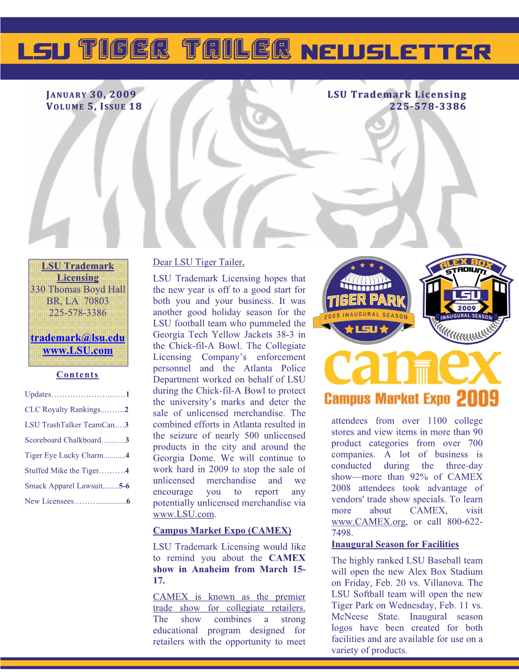 Lsu Tiger Tailer Newsletter