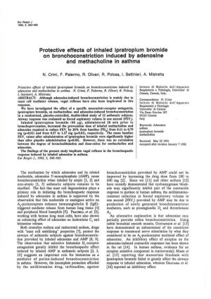 Protective Effects of Inhaled Ipratropium Bromide on Bronchoconstriction Induced by Adenosine and Methacholine in Asthma