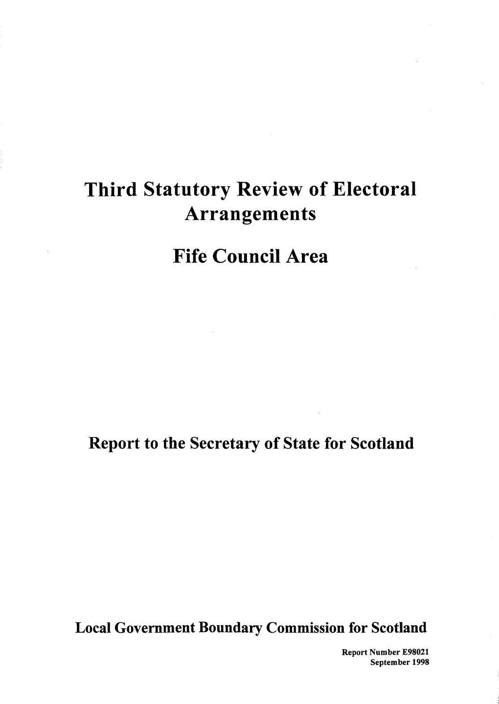 Third Statutory Review of Electoral Arrangements Fife Council Area