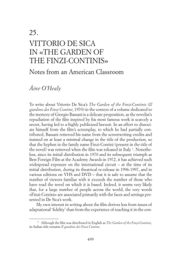Vittorio De Sica in the Garden of the Finzi-Continis