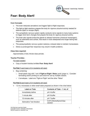 Fear: Body Alert! ______