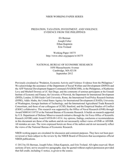 Predation, Taxation, Investment, and Violence: Evidence from the Philippines