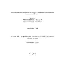 Philosophical Saltpeter: the Origins and Influence of Gunpowder Technology and the Paracelsian Aerial Niter