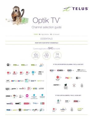 Optik TV Channel Selection Guide