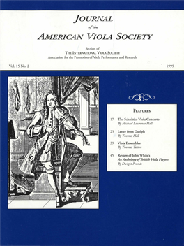 Journal of the American Viola Society Volume 15 No. 2, 1999