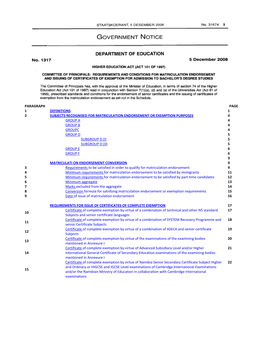 Paragraph Page 1 Definitions 1 2 Subjects Recognised For