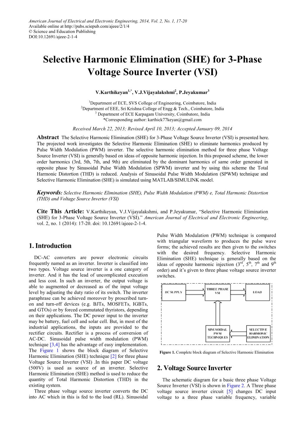 Selective Harmonic Elimination (SHE) for 3-Phase Voltage Source Inverter (VSI)