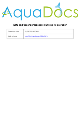 IODE and Oceanportal Search Engine Registration