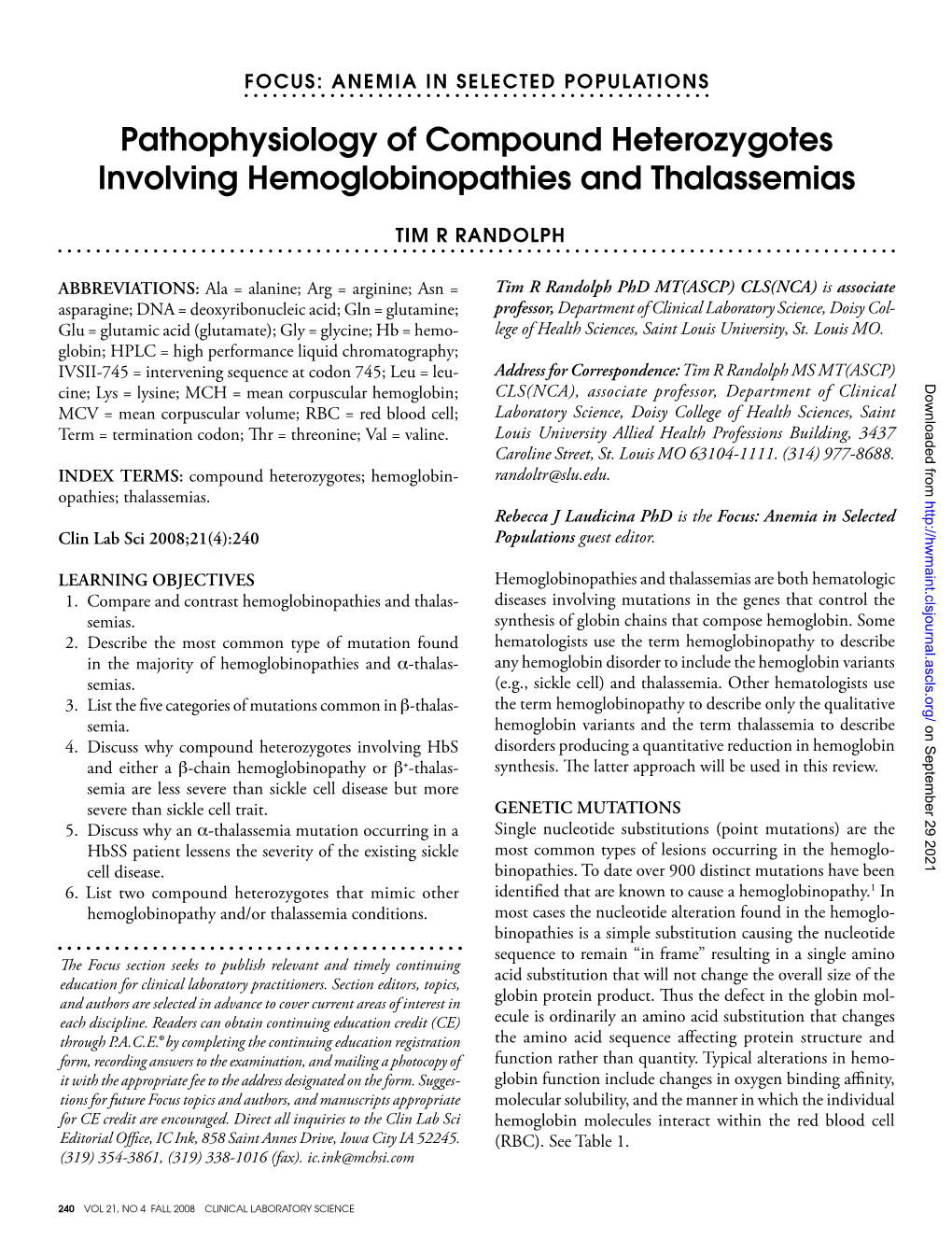 Pathophysiology of Compound Heterozygotes Involving Hemoglobinopathies and Thalassemias